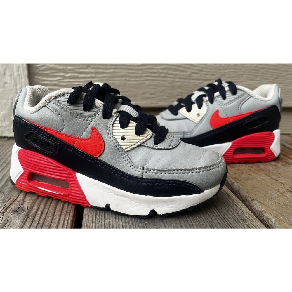 Nike Air Max 90 LTR Little Kid's 10.5C Sneakers Light Smoke/Bright Crimson